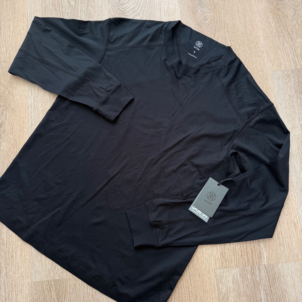 G/FORE OPS Long Sleeve T-Shirt Mens S Onyx Black Cotton Raglan Performance Golf